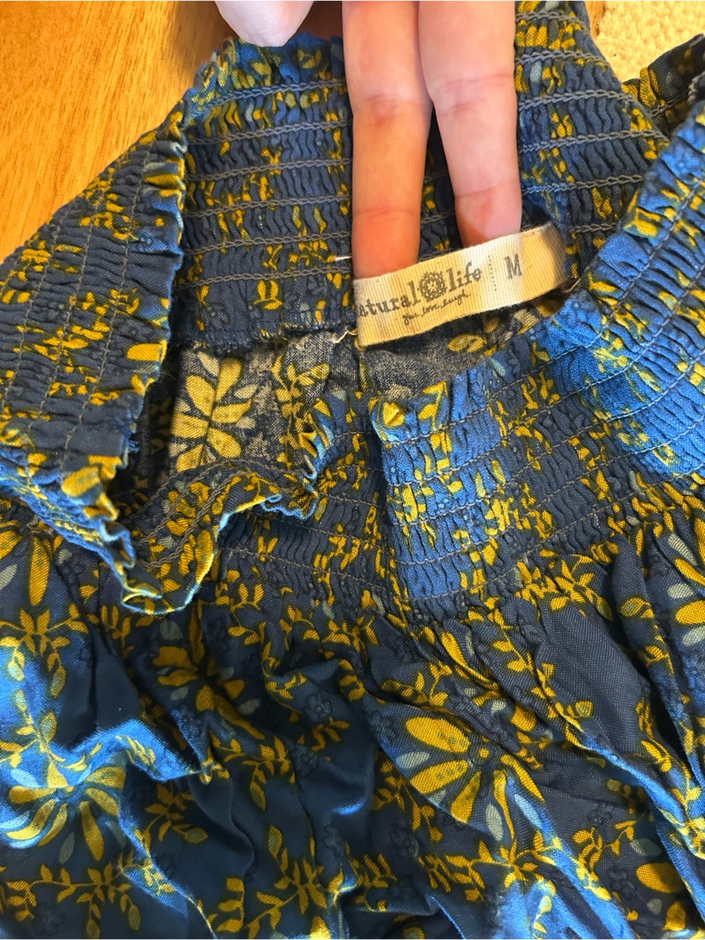 NATURAL LIFE Blue & Green Floral Tiered Maxi Skirt Boho Size M - Picture 4 of 4